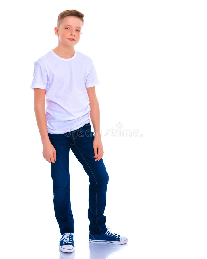 Portrait of a Teenager Boy in Full Growth. Stock Image - Image of ...
