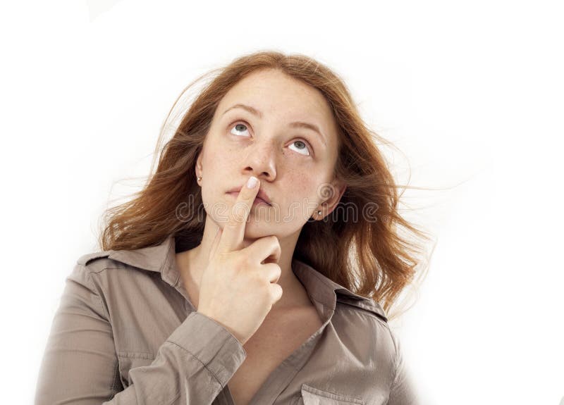 Portrait of thinking woman royalty free stock photos