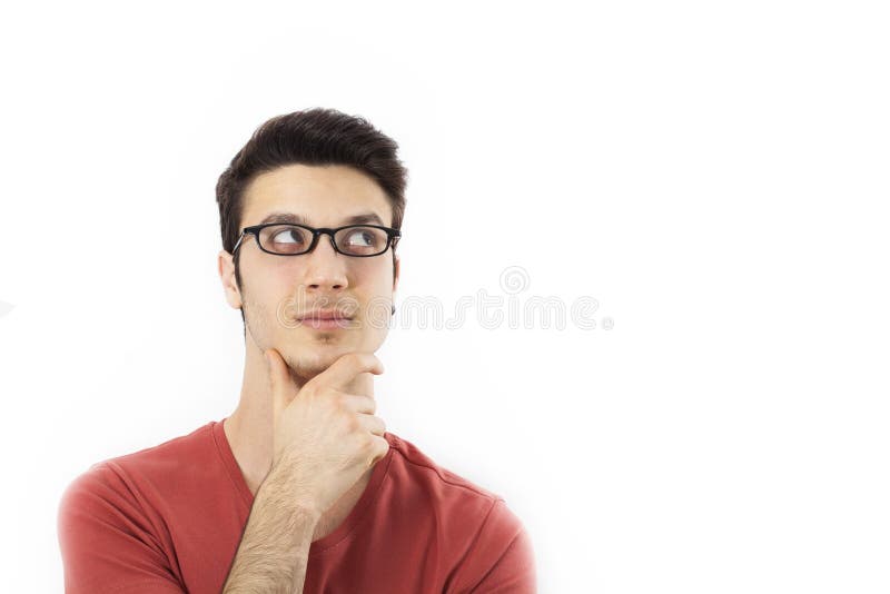 Portrait of thinking young man royalty free stock photos