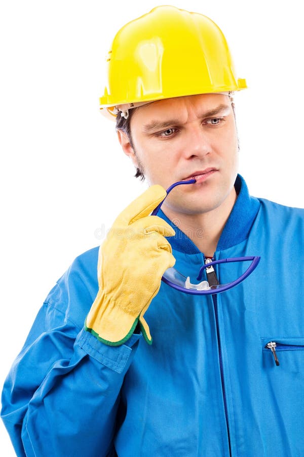 Construction Worker Screaming In Terror Stock Image