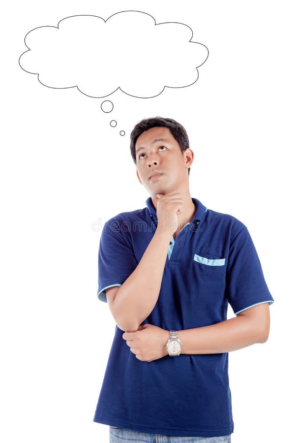 Portrait of the thoughtful handsome asian man looks up with hand stock photography Portrait of the thoughtful handsome asian man looks up with hand stock photography