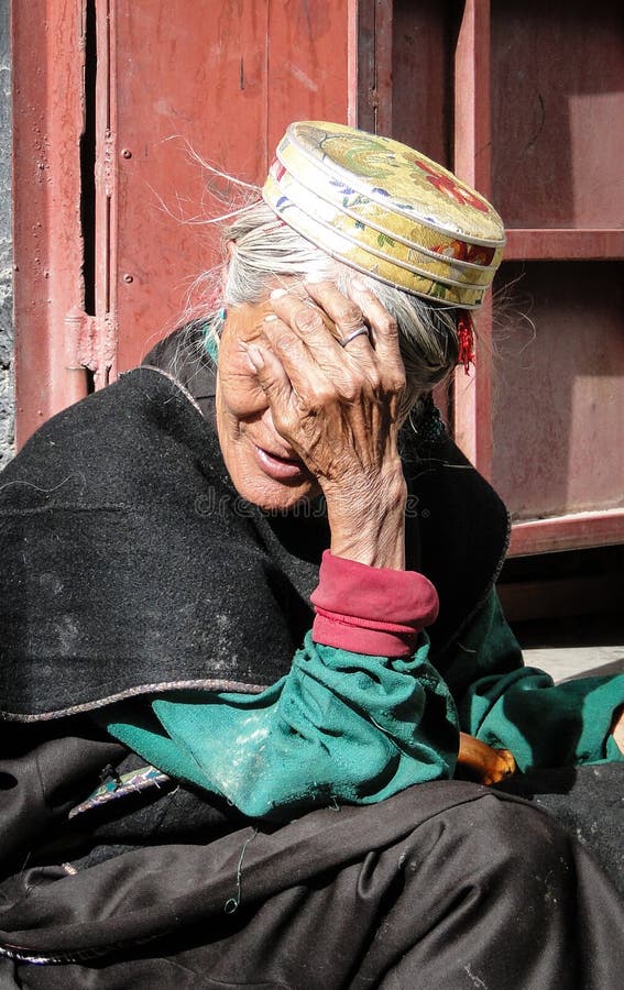 Portrait of a Tibetan woman in Lhasa, Tibet stock photos Portrait of a Tibetan woman in Lhasa, Tibet stock photos