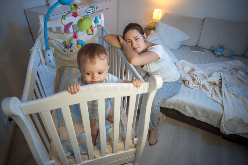 313 Kid Bed Awake Night Dark Stock pic