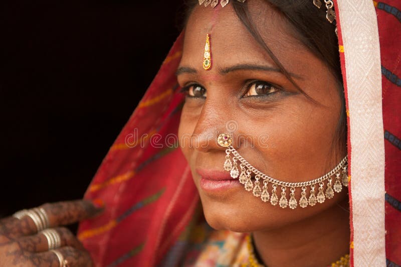 Portrait of traditional Indian female in saree stock image Portrait of traditional Indian female in saree stock image