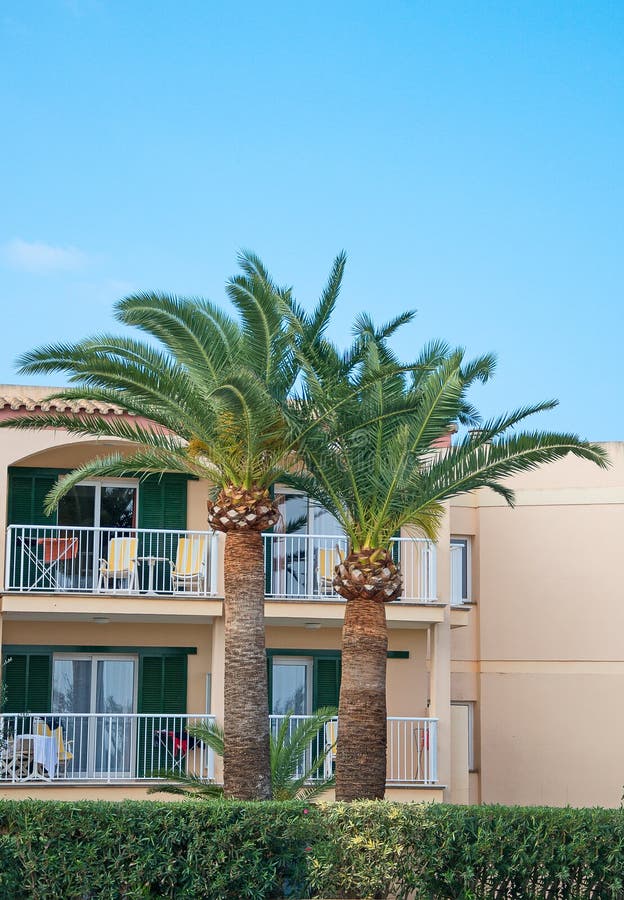 Portrait of Tropical Apartment Building. Stock Image Image of detail