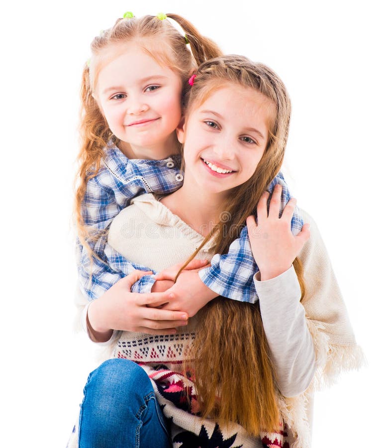 Portrait Of Two Joyful Beautiful Sisters Stock Photo Image Of Person