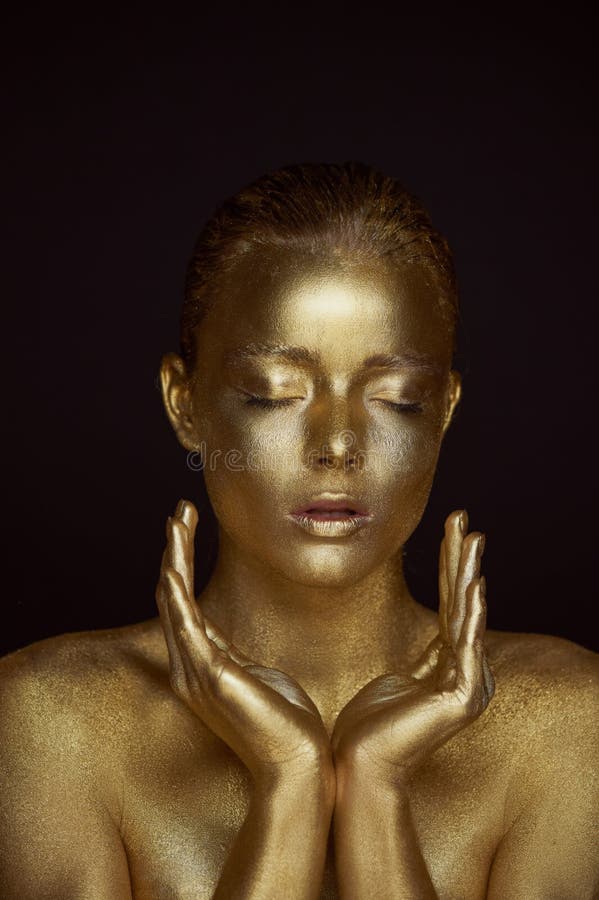 Portrait Unearthly Golden Girls, Hands Near the Face. Very Delicate and ...