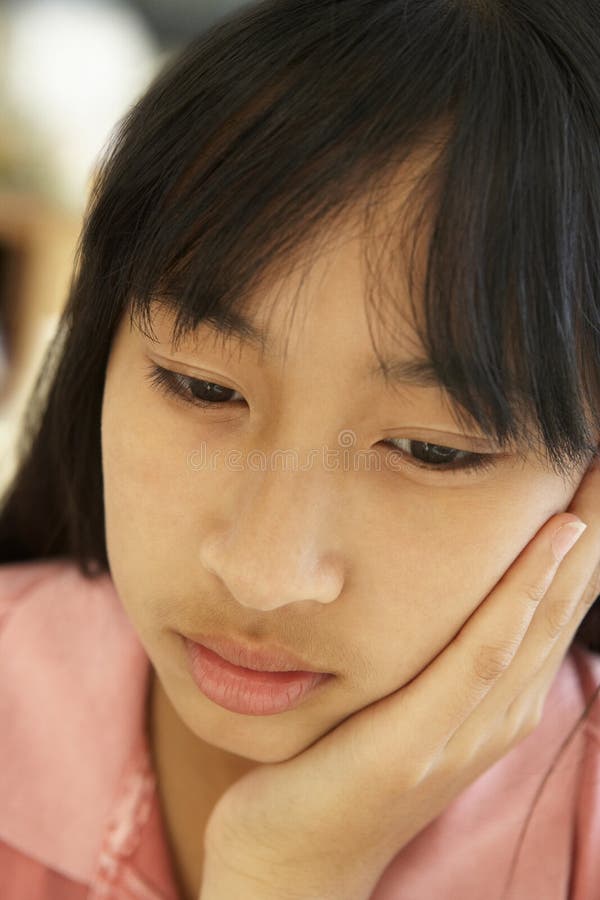 Portrait Of Unhappy Pre-Teen Girl royalty free stock image Portrait Of Unhappy Pre-Teen Girl royalty free stock image