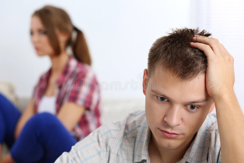 Portrait of Unhappy Young Couple Having Problems Stock Image - Image of