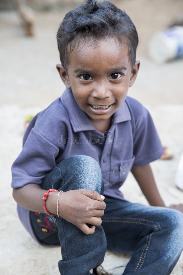 Portrait of Unidentified Indian Poor Kid Boy is Smiling Outddor in the ...