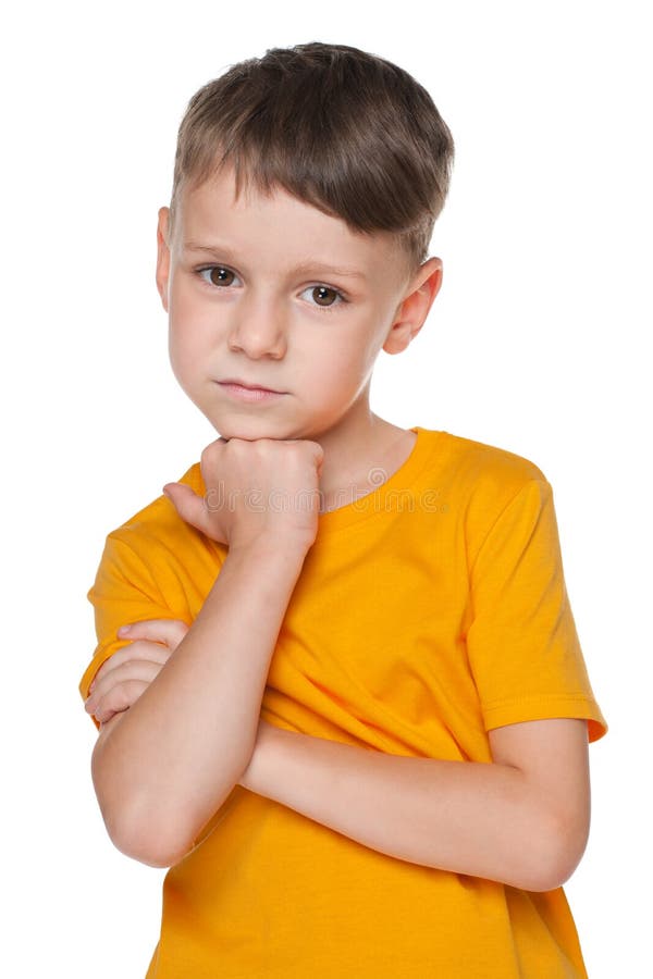 Portrait of an upset little boy