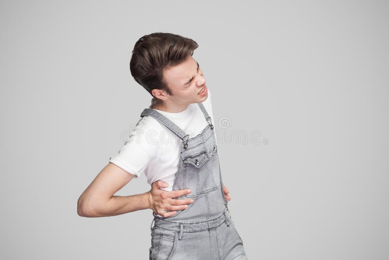 Woman Suffering Flank Pain On White Stock Photo 1051400534