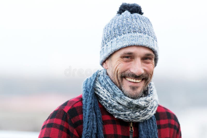Portrait of Urban Very Smiling Guy. Happy Man in Hat with Ball and Scarf. Funny Man Smiles To You. Closeup of Big Smile Man Face Stock Image - Image of beauty, attractive: Portrait of Urban Very Smiling Guy. Happy Man in Hat with Ball and Scarf. Funny Man Smiles To You. Closeup of Big Smile Man Face Stock Image - Image of beauty, attractive:
