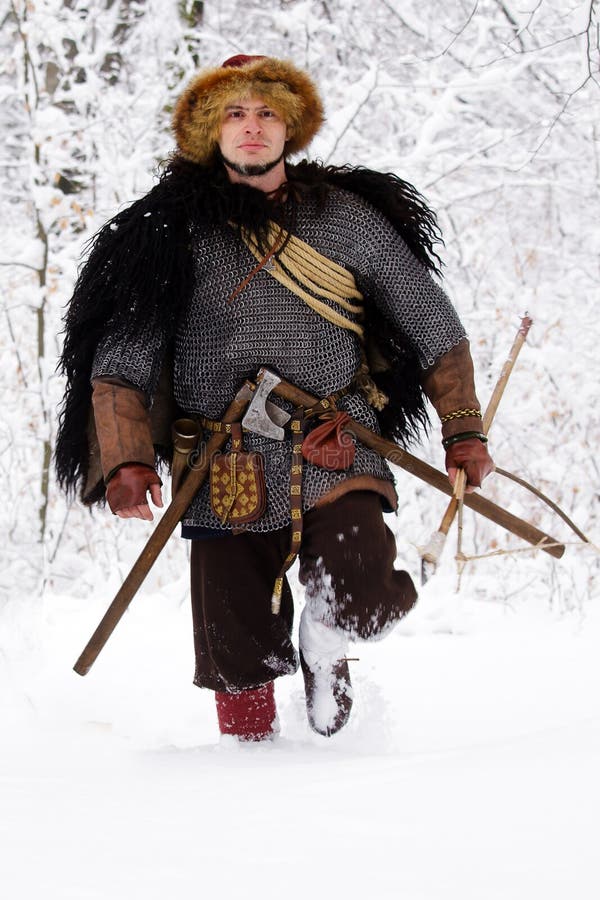 Portrait Strong Viking Warrior Winter Woods Battle Scandinavian ...