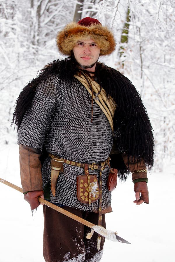 Portrait Strong Viking Warrior Winter Woods Battle Scandinavian ...