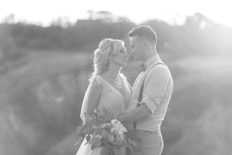 Wedding Couple on the Nature in Summer Day. Stock Photo - Image of ...