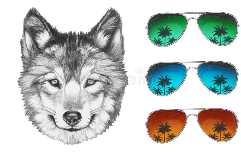 Portrait of a wolf wearing sunglasses, Watercolor, | Stable Diffusion |  OpenArt