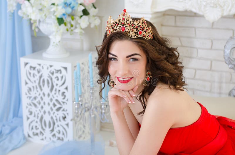 Portrait of Woman with Crown Stock Photo - Image of color, beautiful ...