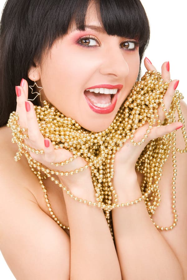 Portrait of woman with gold necklace