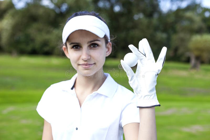 Portrait of a Woman with Golf Ball Stock Photo Image of female