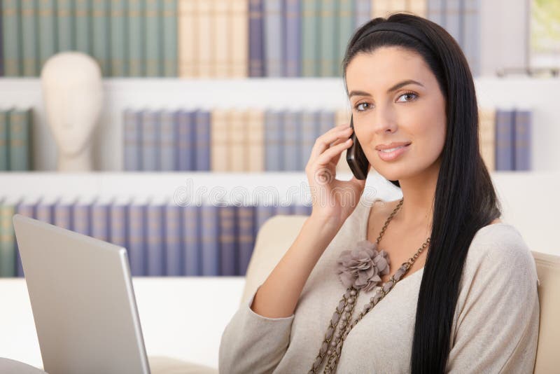Portrait of woman on mobile call royalty free stock images Portrait of woman on mobile call royalty free stock images