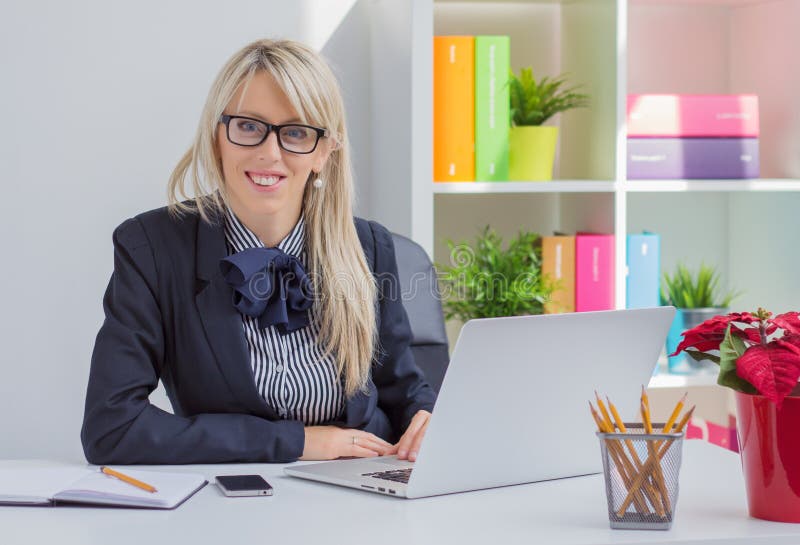 Portrait of Woman Sitting at Desk in Office Stock Photo Image of business, manager 45298440