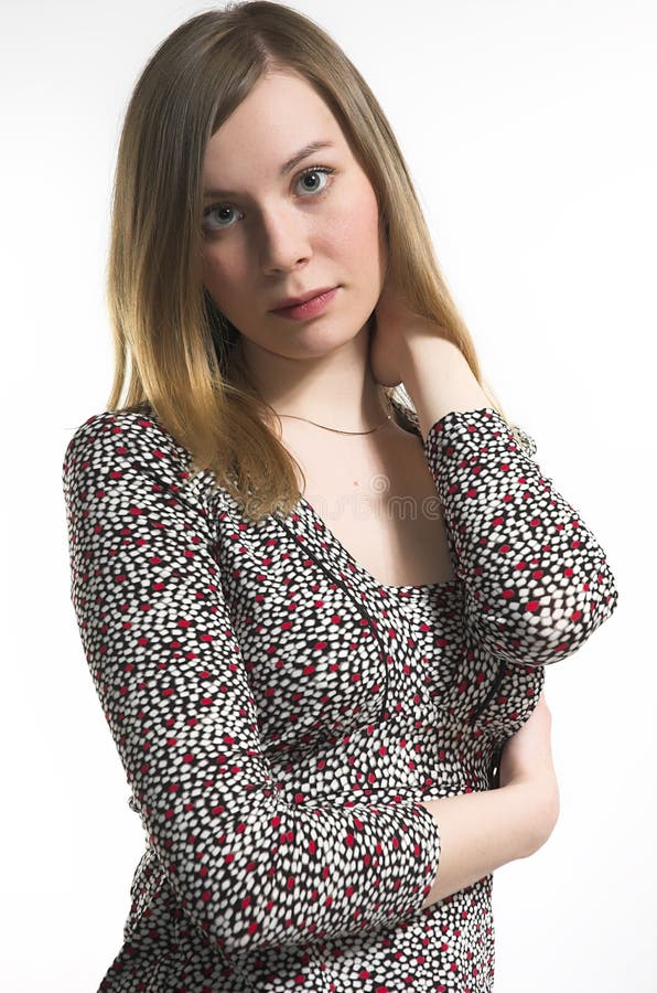 Portrait of the woman on a white background