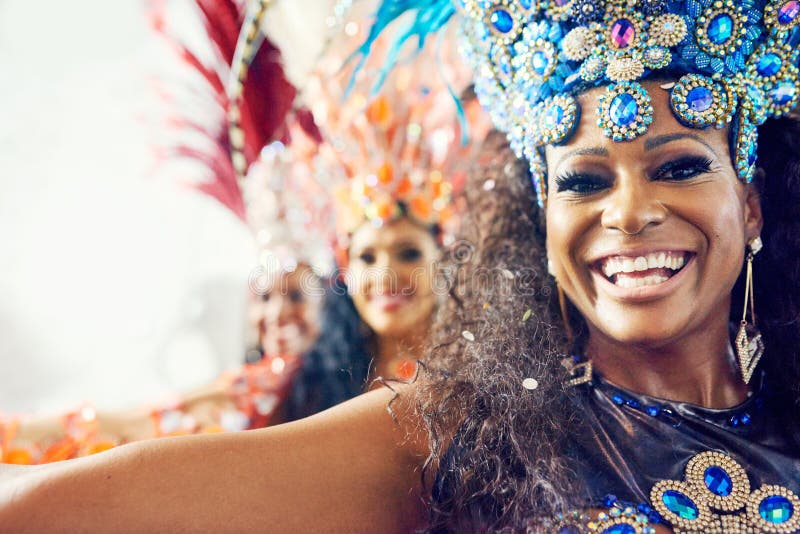 Portrait Of Women Samba And Brazilian Carnival Dancers In Creative Fashion For Celebration