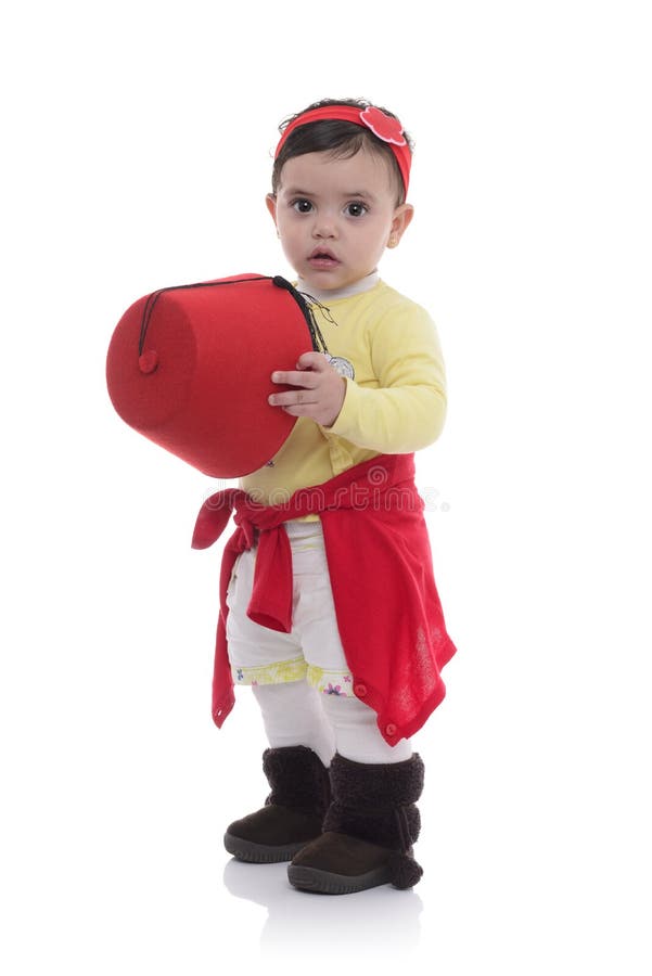 Portrait of Young Beautiful Baby Girl with Tarboosh stock images Portrait of Young Beautiful Baby Girl with Tarboosh stock images