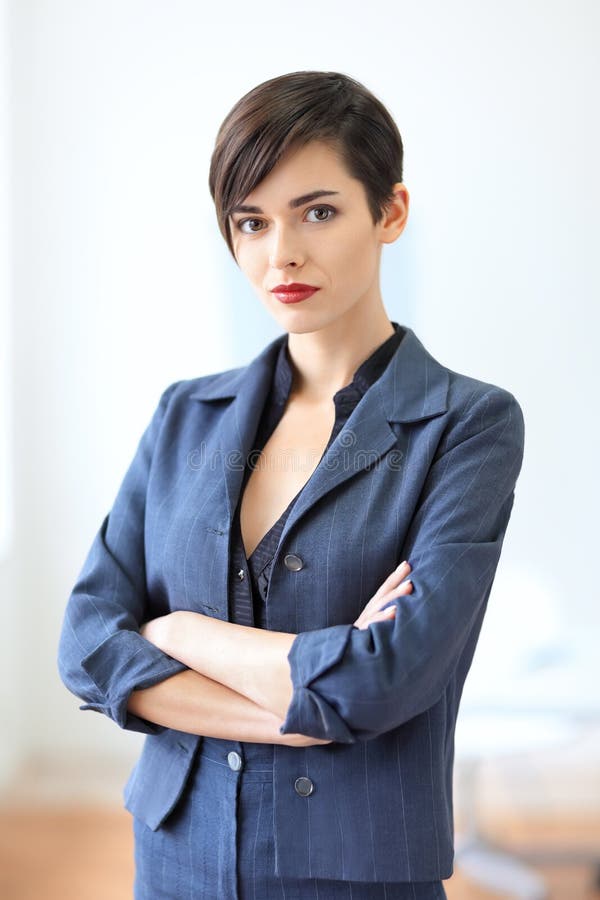 Portrait Of Young Beautiful Business Woman In The Office Stock Image ...