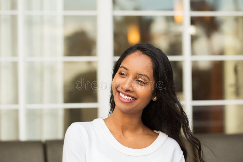 Young beautiful hispanic woman smiling. royalty free stock photography Young beautiful hispanic woman smiling. royalty free stock photography