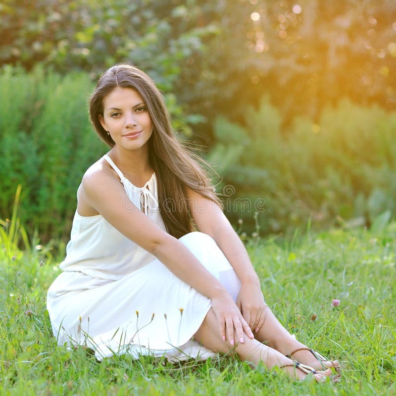 Portrait Of Young Beautiful Woman On The Nature Stock Image Image