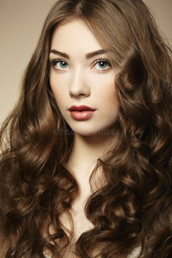Portrait young beautiful woman with curly hair stock images Portrait young beautiful woman with curly hair stock images