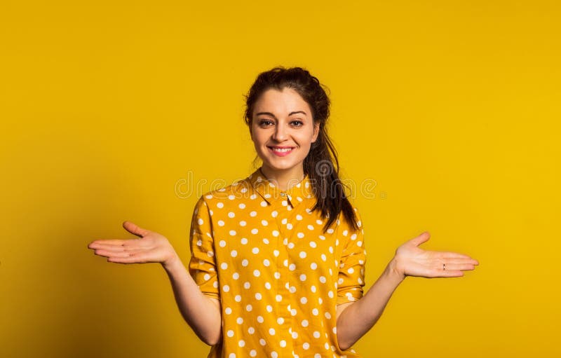 Portrait of a young beautiful woman in studio. stock image