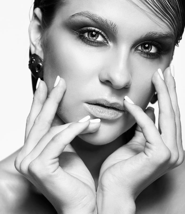 Woman with Wet Shining Makeup Stock Photo Image of glossy, headshot