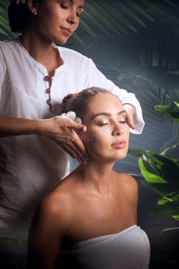 Of young beautiful woman in spa environment. royalty free stock photography Of young beautiful woman in spa environment. royalty free stock photography