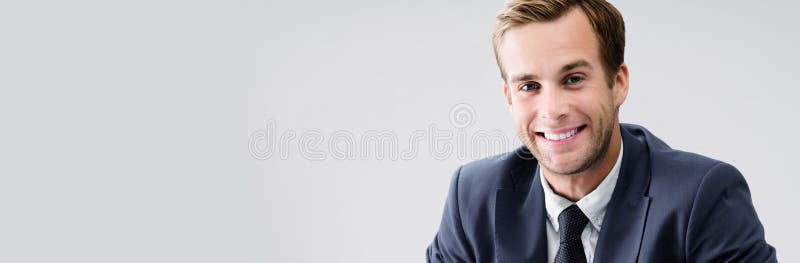 Portrait of young businessman, copyspace