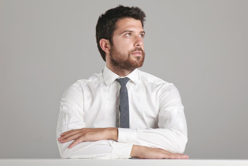 Portrait of a Young Businessman Looking To the Side. Stock Image ...