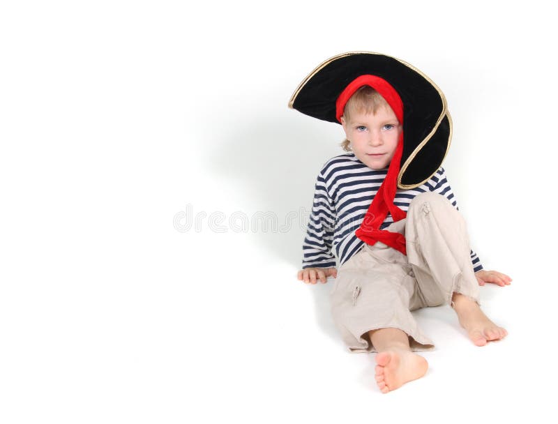 Portrait of young child dressed as pirate