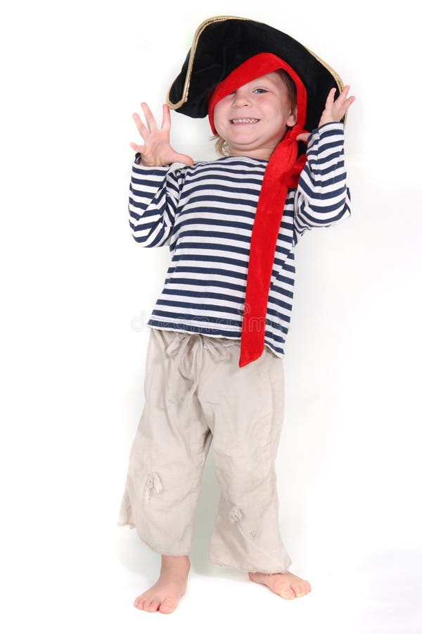 Portrait of young child dressed as pirate