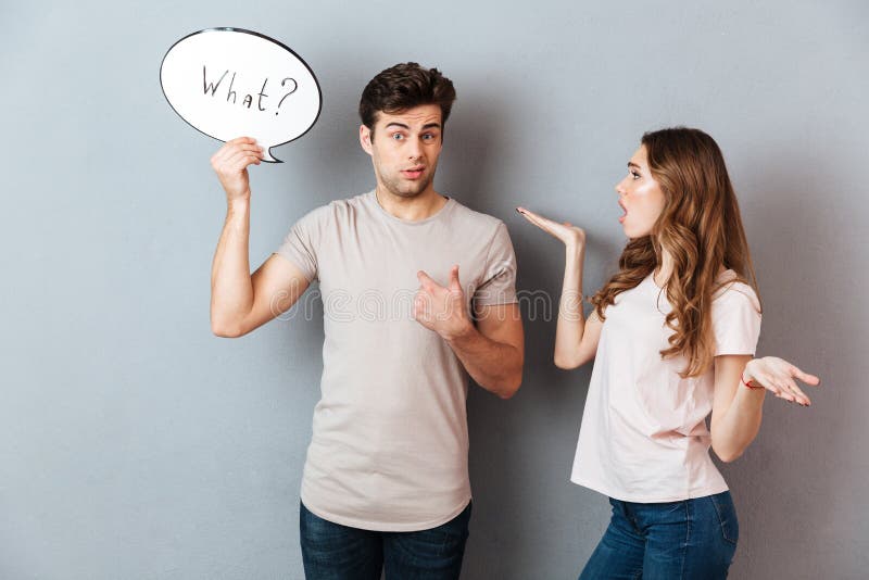 Portrait of a young couple having an argument stock photography Portrait of a young couple having an argument stock photography