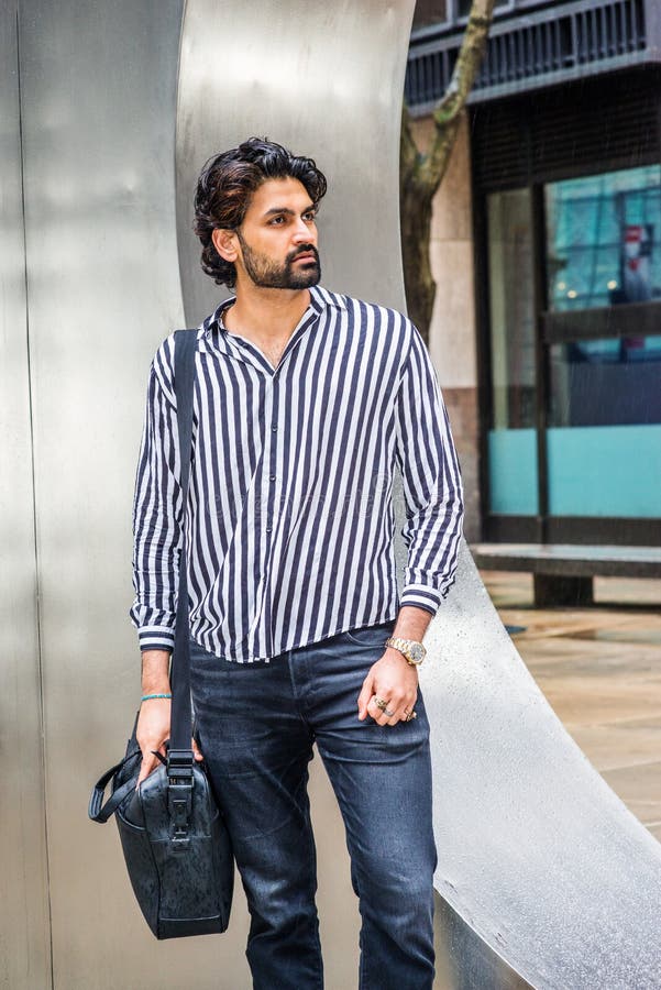 Portrait of Young East Indian American Man with Beard in New York City ...