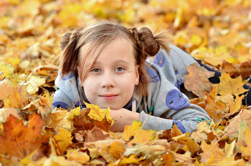 Portrait of a Young Girl in the Autumn Season Stock Image - Image of ...