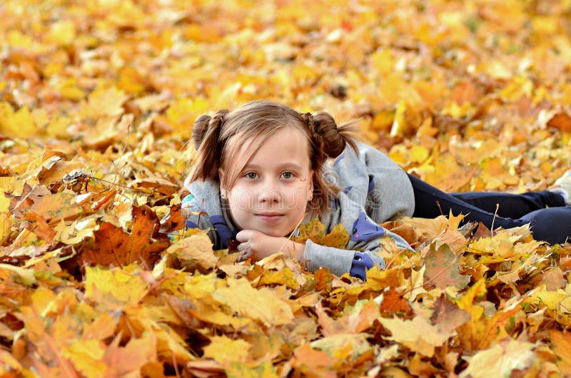 Portrait of a Young Girl in the Autumn Season Stock Image - Image of ...