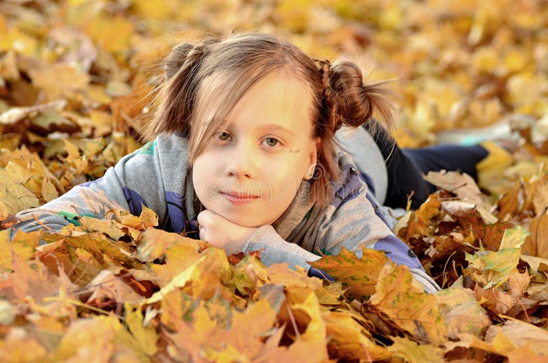 Portrait of a Young Girl in the Autumn Season Stock Photo - Image of ...