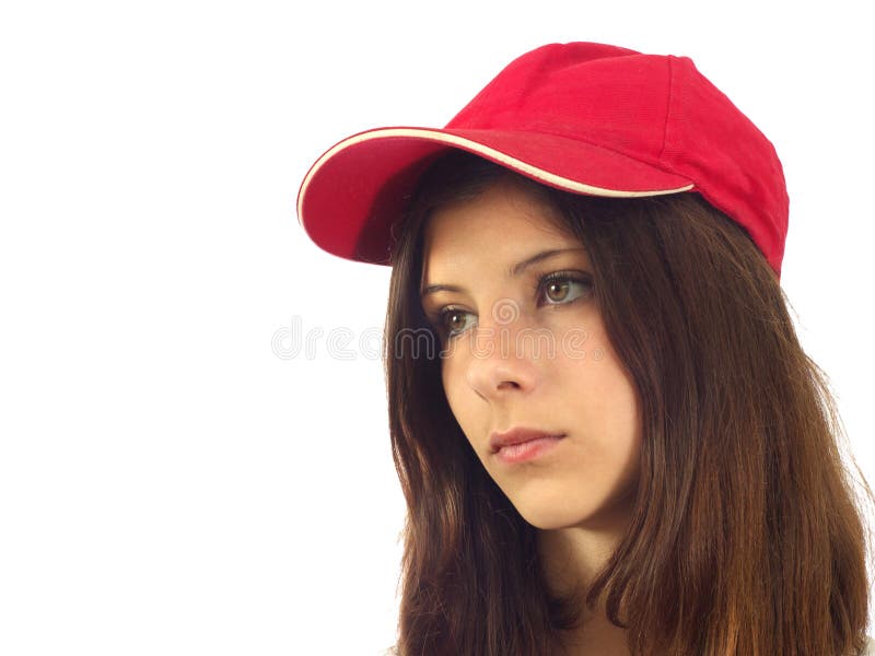 Portrait of a Young Girl with Baseball Cap Stock Photo Image of eyes