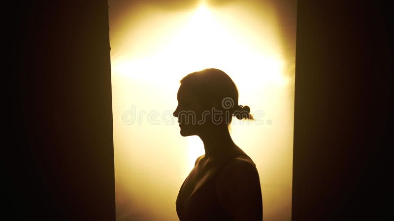 Portrait of a Young Girl in a Dark Studio with Soft Light. the ...