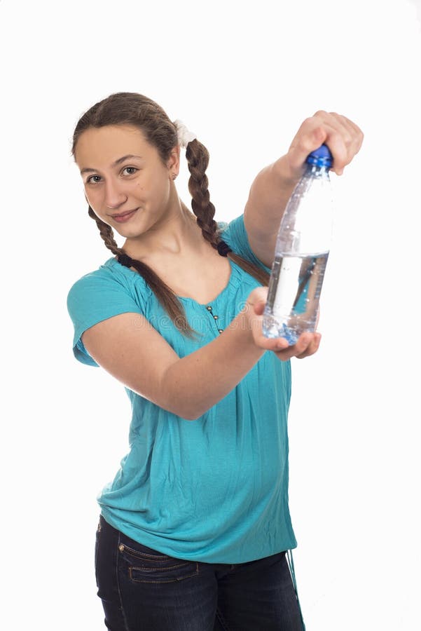 Portrait Of The Young Girl With A Water Bottle In Stock Image Image