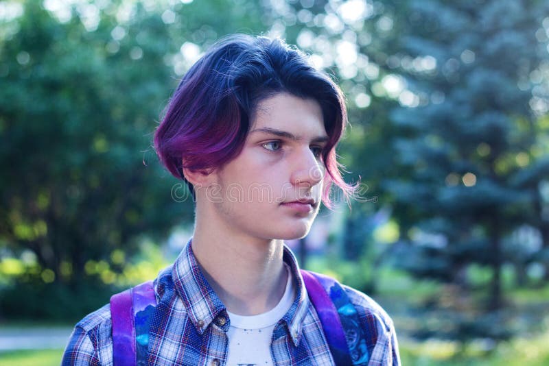 Cool Black to Purple Boy Hair