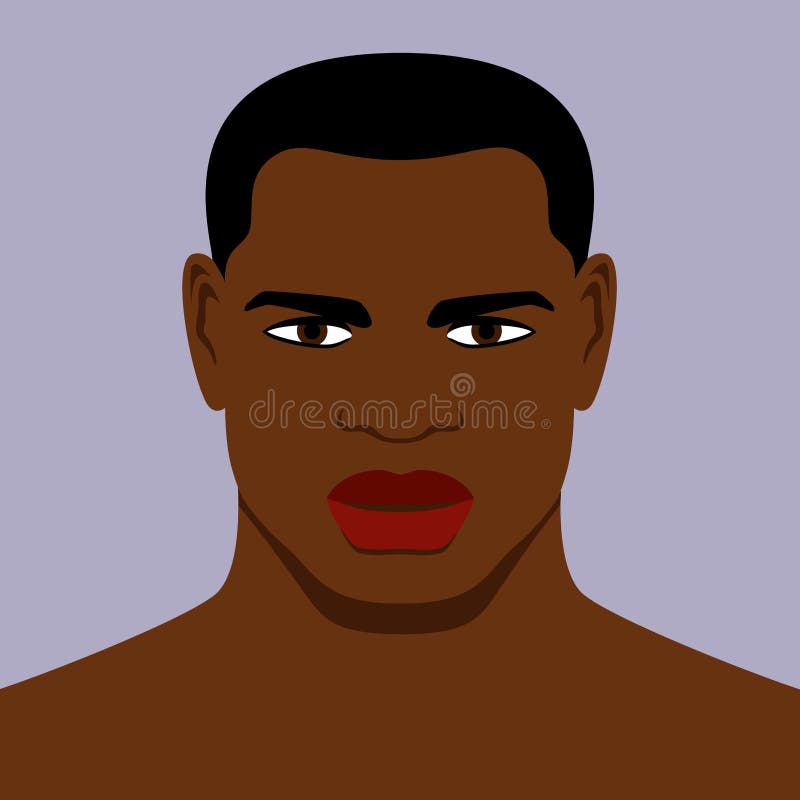 Portrait of a Young Handsome Black Man.Vector Illustration Stock Vector